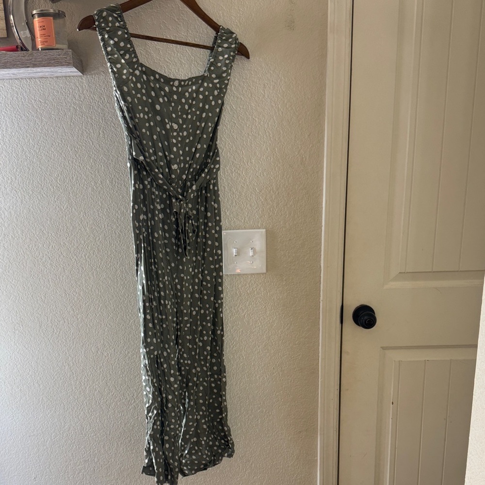 Elegant Green Polka Dot Maxi Dress